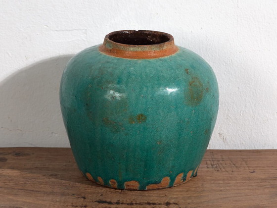 Antieke turquoise groene vaas (ca. 1820) #44 – Vazen (photo 29 of 34)