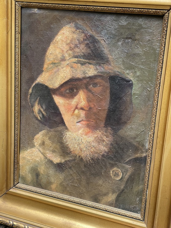 Image 1 of Urks fisherman, old oil on canvas, framed