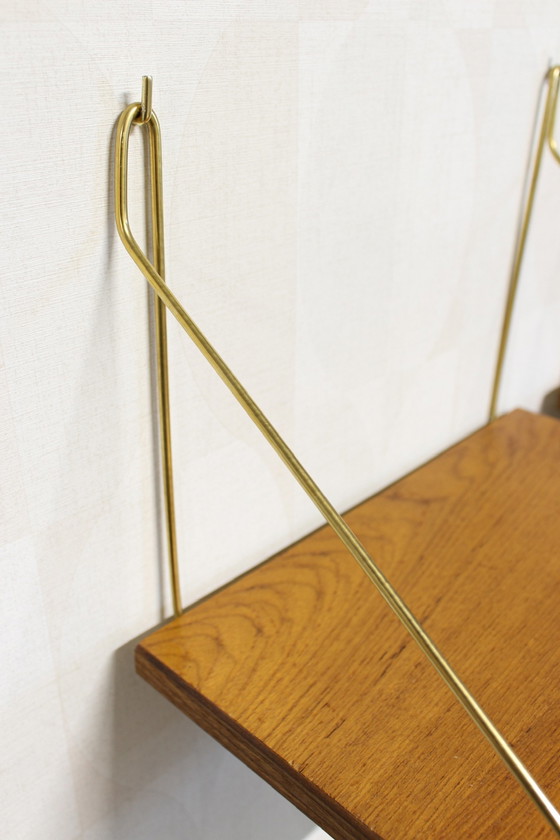 Image 1 of Set vintage Deense nachtkastjes met messing dragers