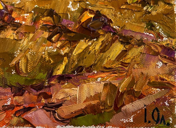 Image 1 of Original Oil Painting Evening Field Landscape A moment between light and darkness