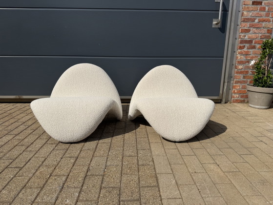 Image 1 of 2x Artifort Tongue F577 Pierre Paulin Beige Bouclé ¡¡MENTA CONDICIÓN!!