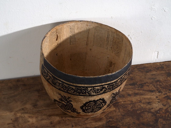 Cesto antico cinese in cartapesta con ritagli di carta neri – Cina, circa 1930 – Oggetti decorativi (photo 32 of 40)