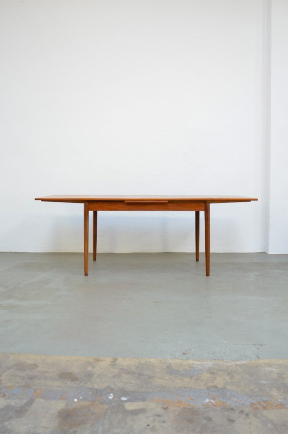 Image 1 of Vintage dining table, kitchen table, teak, mid-century, 60s/70s, extendable, retro