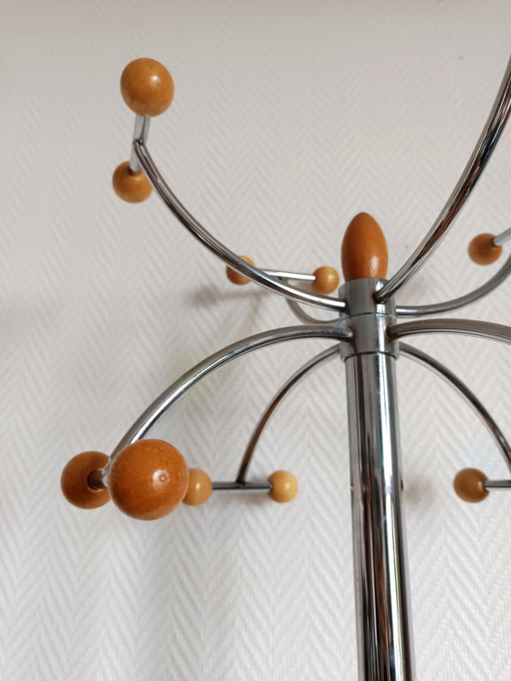 Image 1 of Portemanteau space age chrome et bois 197O 