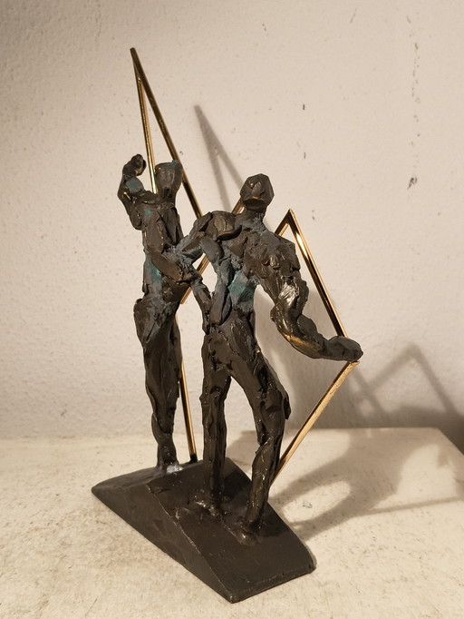 Modernist expressive bronze sculpture by Bernadette Leijdekkers