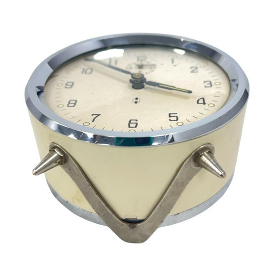 Image 1 of Vintage mechanische wekker van Haller, Duitsland, jaren 60, crèmekleurig, werkend.