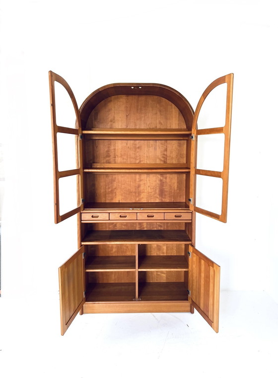 Image 1 of Vintage teak arch cabinet with display case, Dyrlund '70s