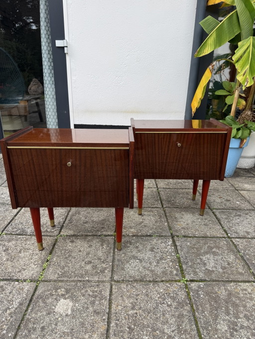Paar Vintage Laminaat Nachtkastjes