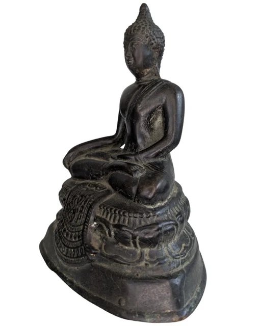 Statue Antique de Bouddha Thaï en Bronze – Style Sukhothai – Bhumisparsha Mudra – 20.5 cm – Sculptures (photo 8 of 9)