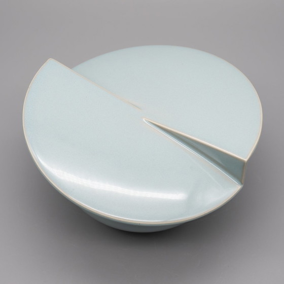 Image 1 of Vase à couvercle sculptural de Jan van der Vaart pour Rosenthal Studio-Linie Porcelaine émaillée turquoise 90s