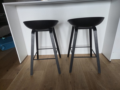 2x HAY AAS23 – Barhocker, Schwarz – barkrukken, Metal, Plastic