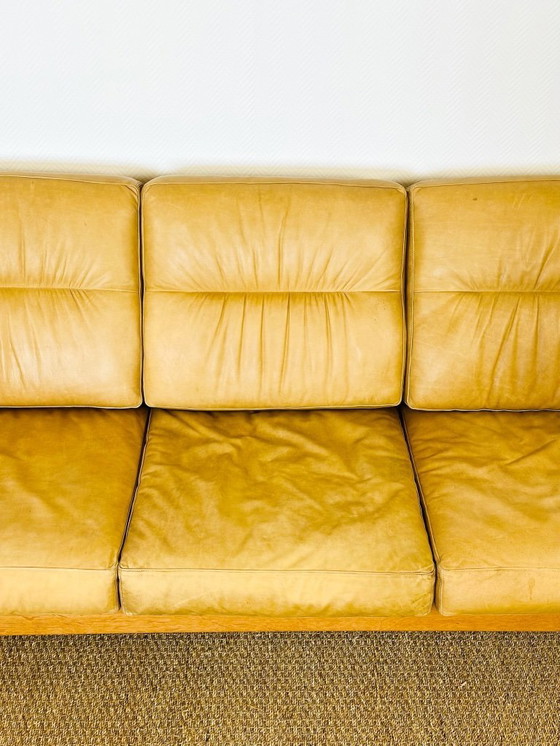 Image 1 of Ensemble de salon complet en cuir naturel et chêne, 1960, Set de 3