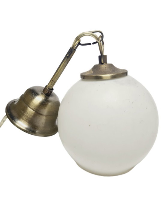 Vintage Communist Pendant Lamp, Poland, 1970s – Glass, Metal (photo 5 of 6)