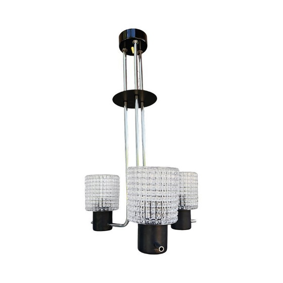 Image 1 of Elektroinstala Jílové pendant lamp, Czechoslovakia, 1970s, embossed glass, modernism