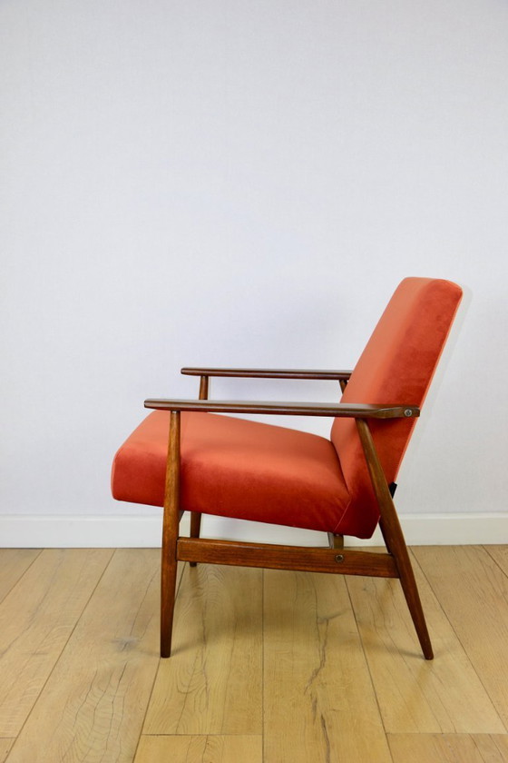 Image 1 of Sessel „Lis“, Entwurf aus den 1970er Jahren von Henryk Lis, orange-ziegelrot – 2 Stück verfügbar