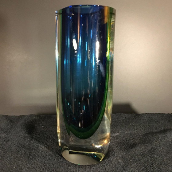 Blaue und grüne Sommerso Murano Glasvase von Flavio Poli für Murano, 1960er Jahre – Arte, Vasen, Crystal (photo 7 of 13)