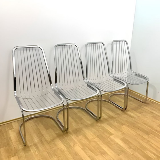 Image 1 of Sillas retro cromadas de Gastone Rinaldi, década de 1970 – Juego de 4