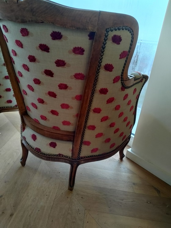 Image 1 of 2 antique french fauteuils - recently retrimmed
