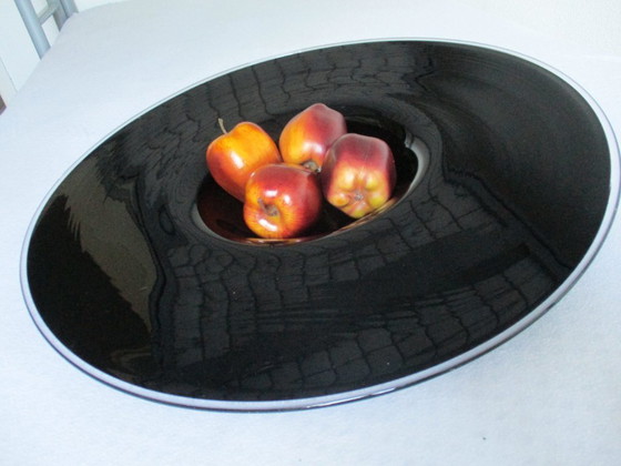Image 1 of Large Bowl, 58 cm, 4.5 KG, Black With Transparent Piping, Made In Denmark