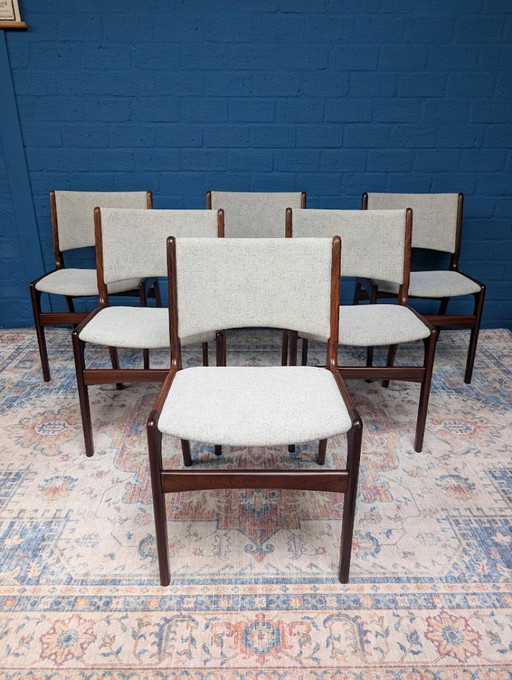 6x Vintage eetkamerstoelen, Erik Buch voor Anderstrup Møbelfabrik, jaren 60