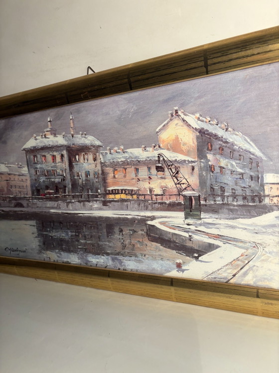 Oil Painting on Cardboard of a Canal in Milan by Eugenio Mantegani, 1980s – Paintings & Drawings (photo 7 of 9)
