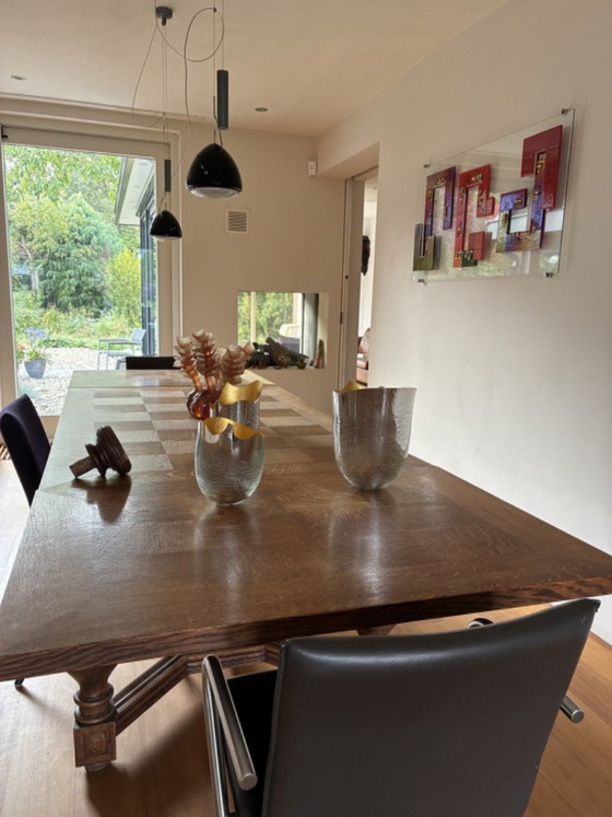 Vecchio lungo tavolo da pranzo/tavolo decorativo in rovere – Tavoli da pranzo, Legno (photo 2 of 5)