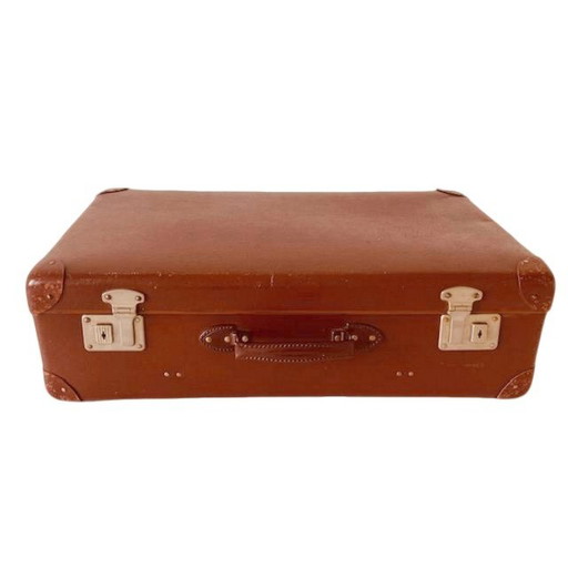 Vintage brown nubuck leather suitcase leather brocante