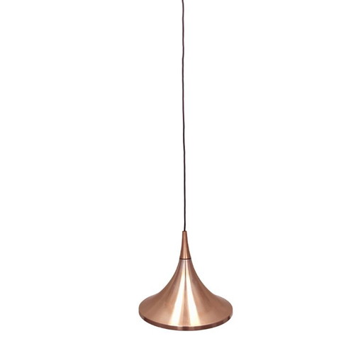 German "Semi" (Trumpet) Pendant Lamp – Copper, Rolf Krüger Staff Leuchten, 1970 – hanglampen, Metal