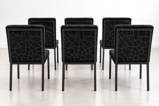 Set of 6 black design dining chairs – Cotton (photo 3 of 5)