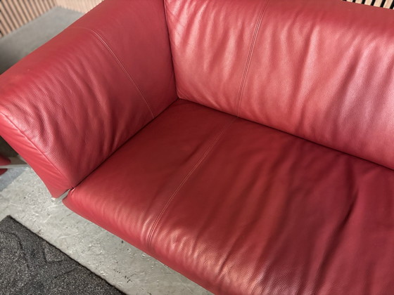 Rolf Benz 332 Set Sofas Leather Bordeaux Red 200x90 CLEANED, Seating area (photo 3 of 11)