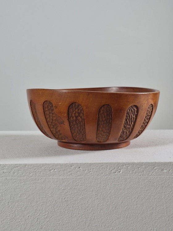 Cuenco antiguo tallado a mano firmado 1930 Scandi – Madera (photo 12 of 14)