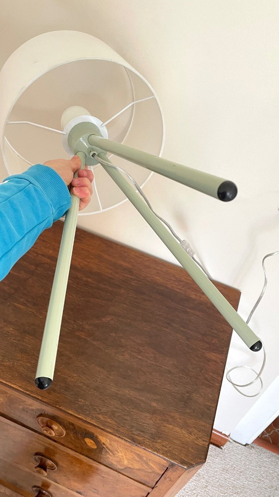 Image 1 of Green Metal Tripod Lamp, 1990s