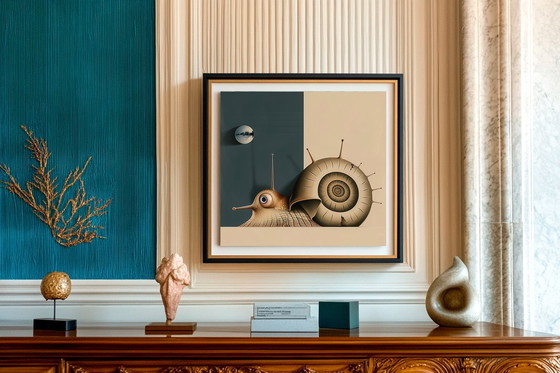 Image 1 of Unique Edition. High-Quality Giclée Print. Monsieur Escargot and the Desert of Forgotten Gazes