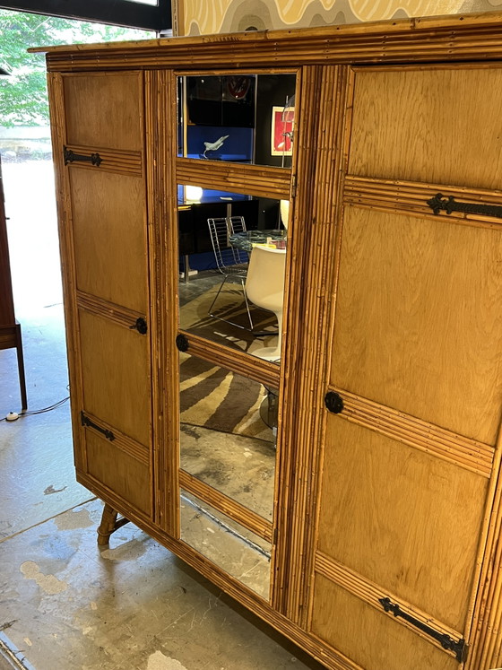 Image 1 of vintage rattan wardrobe