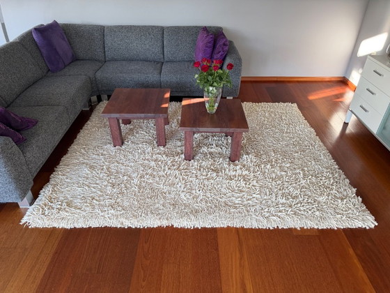 Image 1 of Alfombra grande de lana de pelo largo de 260x200 cm – Woolmark – Crema/Beige