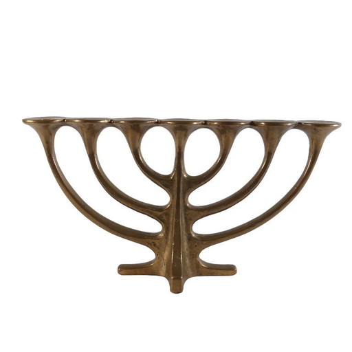 Candelabro brutalista grande de bronce, 7 brazos, 36 cm – kandelaars en kaarsen, Bronze
