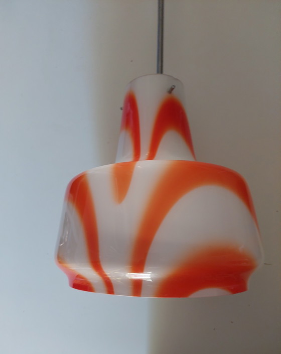 Image 1 of Lampada a sospensione arancione Murano anni '70