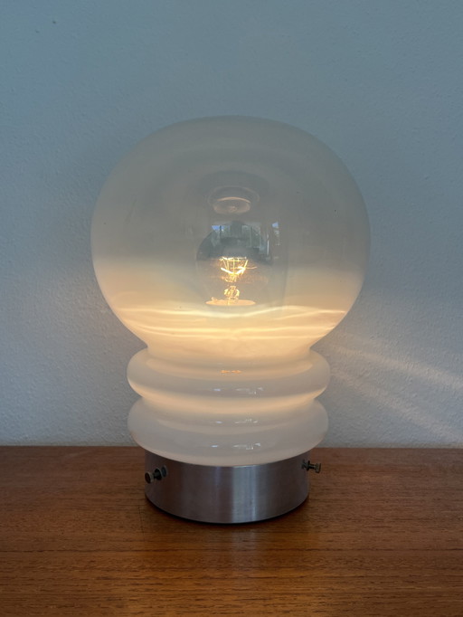 Vintage glazen 'Morning Dew' tafellamp 1960