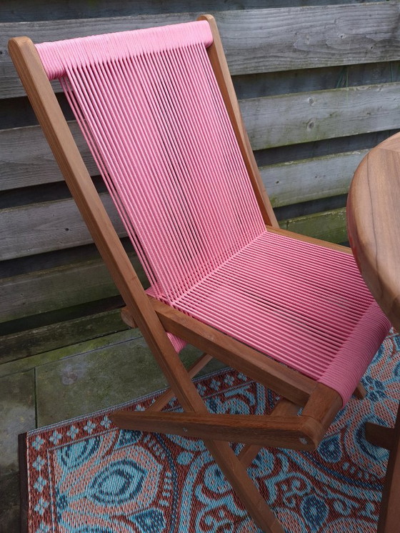 Image 1 of Teak garden set, 1 folding garden table, 3 folding chairs