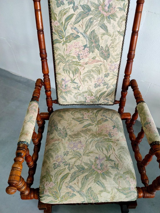 Image 1 of Sedia a dondolo antica vintage con meccanismo a bobina