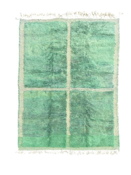 Image 1 of Green Beni M’rirt Moroccan Rug – Handmade Wool Area Rug – Luxury Berber Carpet – 200x300 cm – Contemporary Moroccan Decor