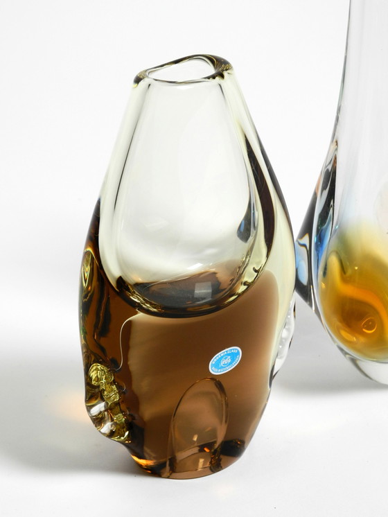 Image 1 of Two beautiful crystal glass vases from the 1960s by Miroslav Klinger for Bohemia Glass - Made in Czech