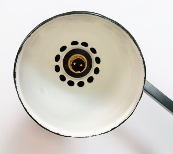 Image 1 of Industrial Green Enamel Adjustable Table Lamp, 1960s