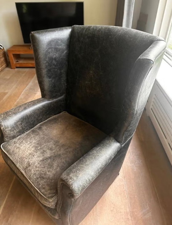 Image 1 of Vintage Leather Wingback Armchair Rofra