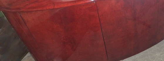 Italiaans bol dressoir in gelakt perkament van Aldo Tura – Leather (photo 9 of 16)