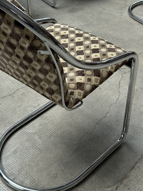 Image 1 of SET OF 5 CHROMED STEELTUBE CANTILEVER CHAIRS IN THE STYLE OF GASTONE RINALDI, ITALY 1970s