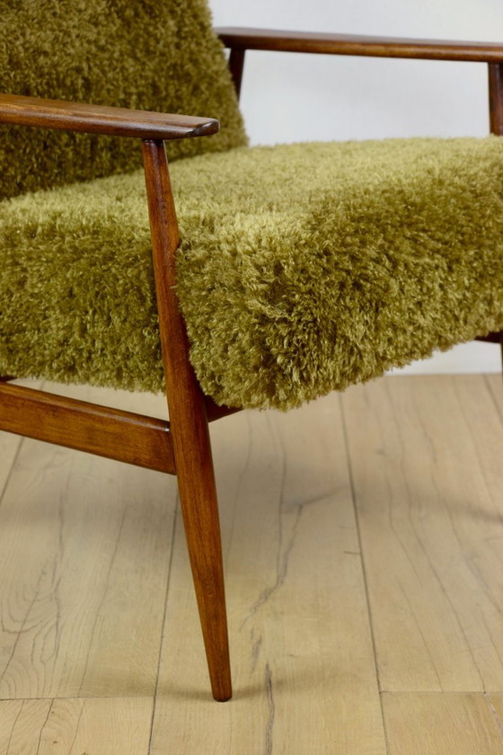 Image 1 of Poltrona 'Lis', anni '70, marrone vintage kaki/oliva, design bouclé Rudy, Henryk Lis - 2 pezzi disponibili