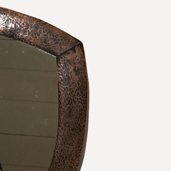 Image 1 of Brutalist Copper Hammered Triangle Mirror, 1920S