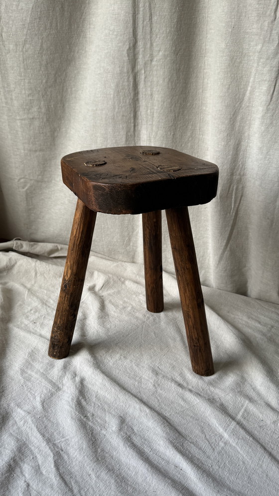 Image 1 of Taburete de ordeño campesino, trípode