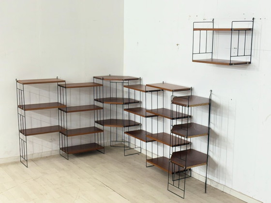 Image 1 of Modulaire wandplank in mid-century stijl - jaren 60 / String Shelf